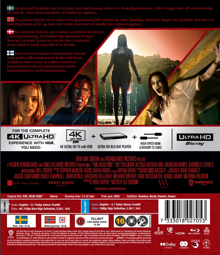 Evil Dead Rise Blu-ray  Region Free : Lily Sullivan, Alyssa Sutherland,  Morgan Davies, Gabrielle Echols, Lee Cronin: Movies & TV 