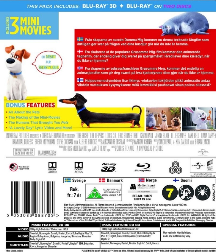 The Secret Life of Pets 3D + 2D Blu Ray - 3D Blu Ray - Future Movie Shop