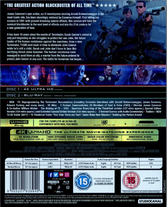 Terminator 2: Judgment Day 4K UHD + Blu Ray