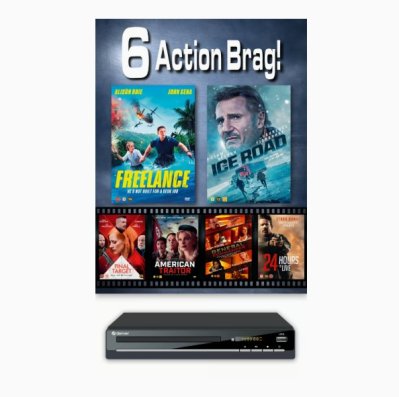 Denver DVH-7787 MK3 Region Free DVD-soitin + 6 Action-elokuvaa